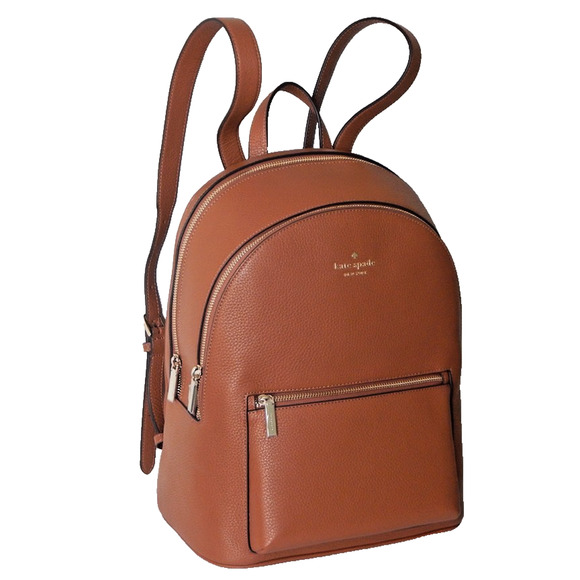NWT Kate Spade New York LENA Leather Zipper Closure Top Handle Brown Backpack - Picture 1 of 13